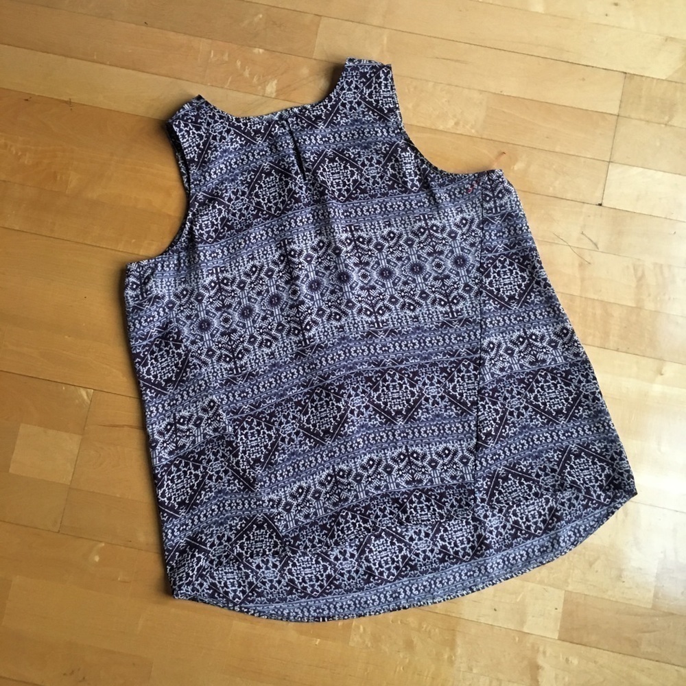Violet & Claire Abstract Tank Blouse, Brown, Purple, Gray, Ivory, Size L
